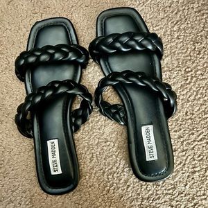 Steve Madden woven summer sandals in black